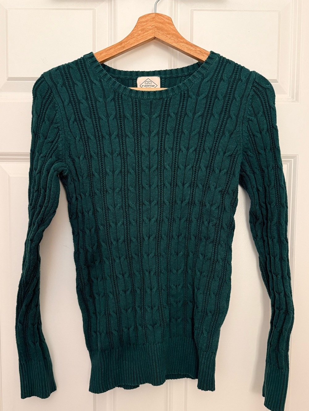 St. John's Bay Forest Green Cable-Knit Sweater